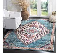 Safavieh Monaco Collection MNC254J - Medallón Estilo Bohemio Chic Desgastado, no Suelta Pelusas, para Sala de Estar, Dormitorio, Color Azul