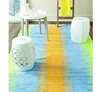 Safavieh Montauk Collection - Alfombra de área de 5 x 8 pies, Verde y Dorado, Hecha a Mano con Flecos de algodón, Ideal para Zonas de Alto tráfico en Sala de Estar, Dormitorio (MTK710B)