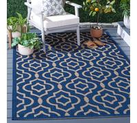 Safavieh Mykonos Multiusos Interior/Al Aire Libre Alfombra, Azul/Beige, 160 x 231 cm