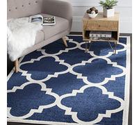 Safavieh Natia Alfombra Interior y Exterior, Material sintético, Azul Marino/Beige, 152 x 243 x 0.63500000000000000 cm