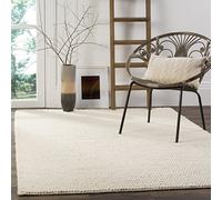 SAFAVIEH Natura Collection NAT620A - Alfombra Decorativa, 4 x 6 pies, Marfil, Lana Hecha a Mano, Ideal para Zonas de Alto tráfico en Entrada, Sala de Estar, Dormitorio