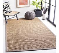 Safavieh Natural Fiber Collection NF114A Alfombra de área de Mimbre Natural y Beige (1,5 x 2,4 m), Tela, Natural/Grey, 5' x 8'