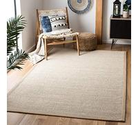 SAFAVIEH Natural Fiber Collection NF143B - Alfombra Cuadrada de 4 pies, mármol y Lino, diseño de Borde de sisal, fácil Cuidado, Ideal para Zonas de Alto tránsito en Sala de Estar, Dormitorio
