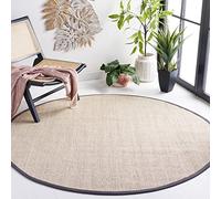 Safavieh Natural Fiber Collection NF143D - Alfombra Redonda de 4 pies, mármol y Gris Oscuro, diseño de Borde de sisal, fácil Cuidado, Ideal para Zonas de Alto tránsito en Sala de Estar, Dormitorio