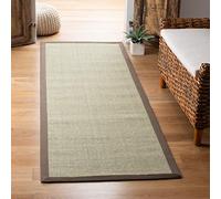 SAFAVIEH Natural Fiber Collection NF441F - Alfombra de pasillo de 2 pies 6 pulgadas x 8 pies, color gris pardo y marrón claro, diseño de borde de sisal, fácil cuidado, ideal para zonas de alto tráfico