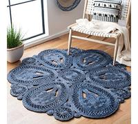 SAFAVIEH Natural Fiber Round Collection NF360N - Alfombra redonda de yute hecha a mano de 3 pies, color azul marino