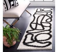 Safavieh Norway Shag Collection - Alfombra de Pelo Alto, Color Marfil y Negro, 66 x 244 cm