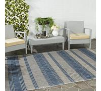 Safavieh Odessa Indoor/Outdoor Alfombra, Color Gris/Azul Marino, 78 x 152 cm