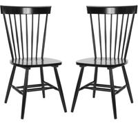 Safavieh Set de 2 sillas de comedor en madera de roble malasio negra