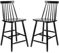 Safavieh Set de 2 taburetes de bar en madera de caucho negra