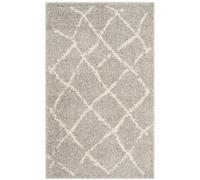 Safavieh Shag colección ber162 a - Crema y marrón Alfombra Bereber, 2 '3 "x 8", Polipropileno, Gris Claro, 3' x 5'
