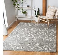 Safavieh Shag colección ber164b Bereber luz Gris y Crema área Alfombra, 5 de 1 "x 7 '6", Polipropileno, Gris, 5'1" x 7'6"