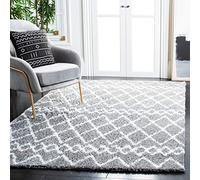 Safavieh Shag colección ber165b Bereber Camino de luz Gris y Crema, 2 '3 "x 8", Polipropileno, Gris, 5'1" x 7'6"