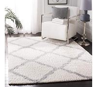 Safavieh Shaggy - Alfombra Rectangular para Interiores, Trenzada, colección Shag Parma, PMA521, Color Crema y Gris, 122 x 183 cm