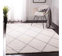 Safavieh Shaggy PMA515 - Alfombra Rectangular de Interior Trenzada, colección Shag Parma, Color Crema y Gris, 91 x 152 cm