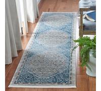 Safavieh Shivan Collection - Alfombra contemporánea para Sala de Estar, Comedor, Dormitorio, Pelo Corto, Azul y Gris, 26 x 96 Pulgadas
