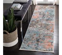 Safavieh Shivan Collection - Alfombra contemporánea para Sala de Estar, Comedor, Dormitorio, Pelo Corto, Color Gris y Rosa, 26 x 96 Pulgadas