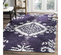 Safavieh Stone Wash Collection STW235K - Alfombra de Lana y Viscosa, 4 x 6 pies, Color Morado Oscuro