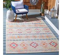 Safavieh Summer Collection SMR420A Indoor/ Outdoor Area Rug, 5' 3" x 7' 6", Ivory/Red