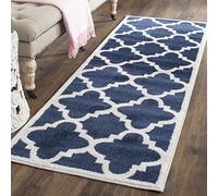 Safavieh Trellis AMT423 - Alfombra Tejida para Interiores y Exteriores, colección Amherst, 69 x 213 cm, Color Azul Marino y Beige, para jardín, Patio o Cualquier Espacio al Aire Libre