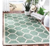 Safavieh Trellis CY6009 - Alfombra Rectangular Tejida para Interiores y Exteriores, colección Courtyard, Color Verde Oscuro y Beige, 160 x 231 cm