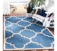 Safavieh Trellis CY6243 - Alfombra Rectangular Tejida para Interiores y Exteriores, colección Courtyard, Color Azul Marino y Beige, 122 x 170 cm