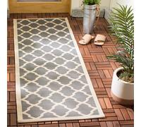 Safavieh Trellis CY6903 - Alfombra Tejida para Interiores y Exteriores, 69 x 244 cm, Color Antracita y Beige, para jardín, Patio o Cualquier Espacio al Aire Libre