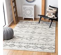 Safavieh Tulum Collection - Alfombra Bohemia para salón, Comedor, Dormitorio, Pelo Corto, Marfil y Gris, 135 x 196 cm