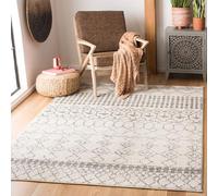 Safavieh Tulum Collection Alfombra Decorativa de 4 x 6 pies, Marfil y Gris, diseño marroquí, Bohemio y Desgastado, no desprende Pelusa, fácil Cuidado, Ideal para Zonas de Alto tránsito en Entrada,