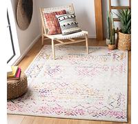 SAFAVIEH Tulum Collection TUL268E - Alfombra de salón, dormitorio, comedor, hogar, oficina, 6 x 9 pies, color marfil y fucsia