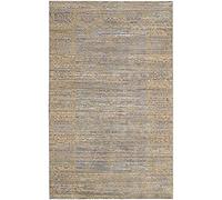 Safavieh VAL104 Alfombra Rectangular Grande para Uso en Interiores, Poliéster, Gris y Dorado, 90 x 150 cm