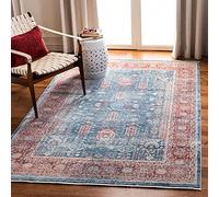 Safavieh Victoria Collection - Alfombra Decorativa de 4 x 6 pies, Azul Marino y Rojo, diseño Vintage Tradicional Desgastado, no desprende Pelusa, fácil Cuidado, Ideal para Zonas de Alto tránsito en
