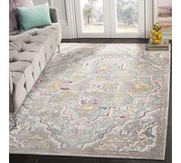 Safavieh Vintage Lucy Alfombra Inspiré, poliéster, Gris/Azul Claro, 91 x 152 x 0.63500000000000000 cm