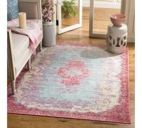 Safavieh wds305 a-3 Alfombra de transición, algodón, Azul Claro/Fucsia, 91 x 152 x 0.254 cm