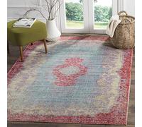 Safavieh Windsor Collection WDS305 - Alfombra Rectangular Tejida de Estilo Bohemio y Chic, Color Azul Claro/Fucsia, 152 x 213 cm, para salón, Dormitorio o Cualquier Espacio Interior