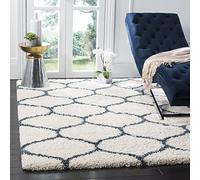 Safavieh "Zoey Shag Alfombra, Gris/Marfil, 91 x 152 x 5.0 cm-p, Polipropileno, Ivory/Slate Blue, 3' x 5'