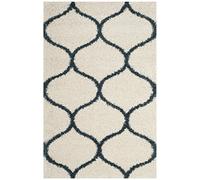 Safavieh "Zoey Shag Alfombra, Gris/Marfil, 91 x 152 x 5.0 cm-p, Polipropileno, Ivory/Slate Blue, 4' x 6'