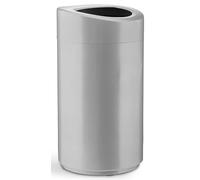 Safco Products Bote de basura con tapa abierta 9921SL plateado de 14 galones de capacidad, eliminación manos libres, estilo moderno, acabado plateado