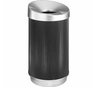 Safco Products Open Top Waste Receptacle, 38 Gal, 20"x36", Black/Chrome, Sold as 1 Each