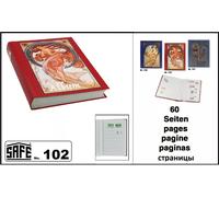 Álbum de sellos SAFE con 60 páginas en blanco y 10 tiras de papel cristal cada una - álbum de sellos de gran formato 230 x 305 mm con motivos nostálgicos en la portada para su colección (Rojo)
