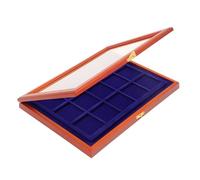 SAFE 5905 Maletín de Madera Genuina para Monedas de hasta 55 mm y cápsulas de Monedas de hasta 50 mm | Maletín de Monedas con 15 Compartimentos | Dimensiones: 375x260x30 mm