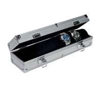 SAFE Caja para guardar relojes 255 ALU para 7 relojes - con rollo de terciopelo negro como joyero - tapa transparente - dimensiones: aprox. 330 x 75 x 90 mm