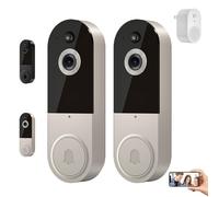 Safe Doorbell, Safe Doorbell Camera Wireless, Doorbells Camera Wireless No Subscription, With 2 Way Audio, Ai Motion Detection, Night Vision And Cloud Storage, Doorbells For Apartment (Beige,2pcs)