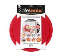 Safe Grabs: Alfombrilla Multiusos de Silicona Vista en Shark Tank, antisalpicaduras, salvamanteles, agarrador, minimiza el desorden, sin BPA, Resistente al Calor, para lavavajillas, 2 uds./Rojo