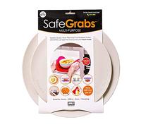Safe Grabs: Alfombrilla multiusos vista en Shark Tank, antisalpicaduras, salvamanteles, agarrador, minimiza el desorden, silicona, sin BPA, resistente al calor, para lavavajillas, 2 uds./gris