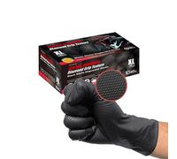 Safe Health Guantes Desechables de Nitrilo Negro Talla XL, 5.5 Mil Alta Resistencia con Textura de Diamante, 90 unidades, Sin polvo Sin látex, Resistente al Aceite, Auto, Mecánico, Mantenimiento