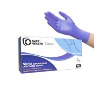Safe Health Guantes desechables de nitrilo talla L, azul imperial, 100 unidades, sin polvo, sin látex, laboratorio de alimentos, pintura de conserje, acabado mecánico, ejecución de leyes, 3 mil