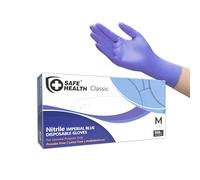 Safe Health Guantes desechables de nitrilo, talla M, azul imperial, 100 unidades, sin polvo, sin látex, laboratorio de alimentos, pintura de conserje, acabado mecánico, ejecución de leyes, 3 mil