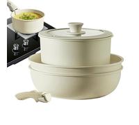 Safe Panspots Set: sartenes ollas para cocinar antiadherentes, utensilios de cocina con mango desmontable de color crema, olla de cocina para freír, saltear hervir | Accesorio du