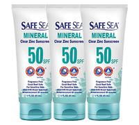 Safe Sea Protector solar de óxido de zinc SPF50 | Protector solar mineral transparente sin yeso blanco | Loción protectora antipicaduras de medusas | Seguro para arrecifes de coral | Tamaño de viaje